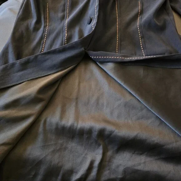 Sheri Martin New York Faux Suede Jacket Dark Green Size 14 Topstitch Blazer - Picture 14 of 16